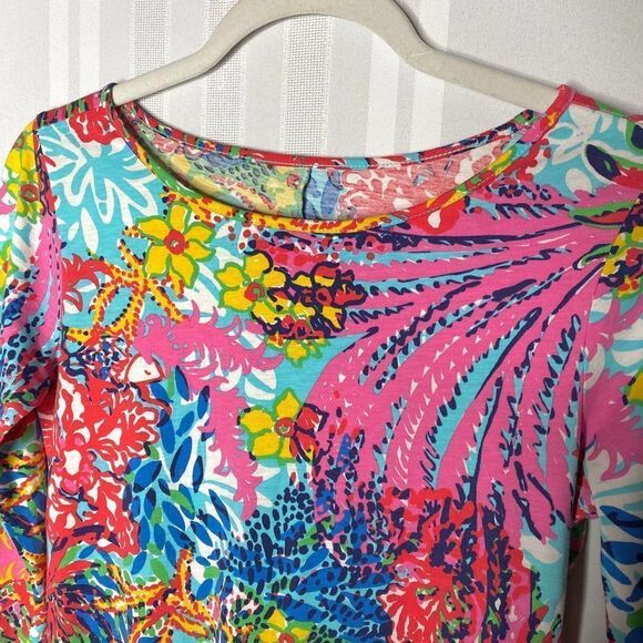 Lilly Pulitzer Fishing for Compliments Marlowe Multi Floral Mini T-Shirt Dress - Picture 3 of 11